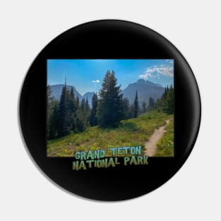 Wyoming State Outline (Grand Teton National Park - Taggart Lake Trail) Pin