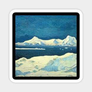 Antartic Peninsula painting, Vincent van Gogh style, oil on canvas Magnet