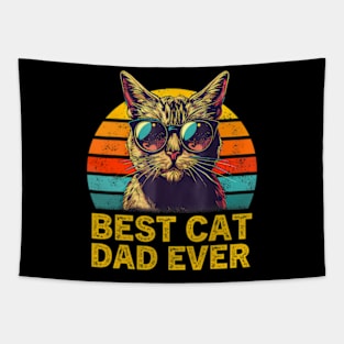 Retro Best Cat Dad Ever Shirt Funny Cat Dad Men Fathers Day Tapestry