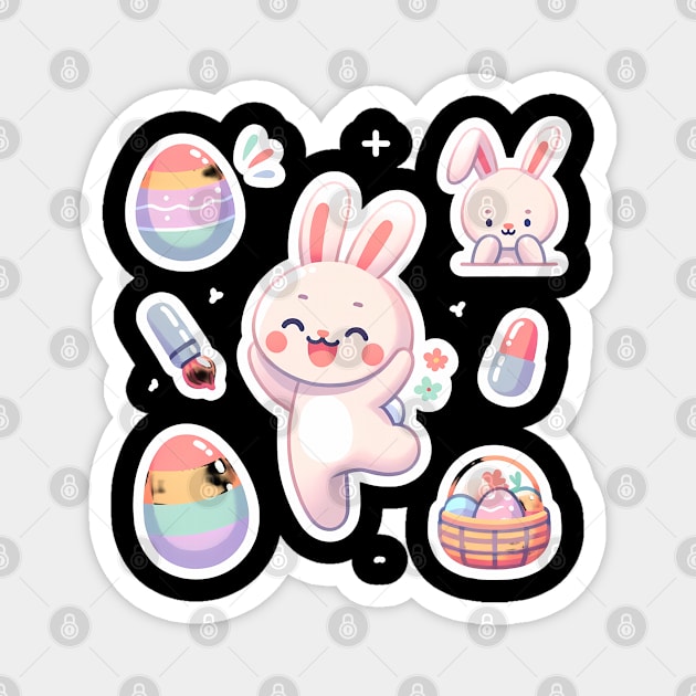 Happy Hoppy Easter: Bunny and Egg Sticker Collection Magnet by Apotis