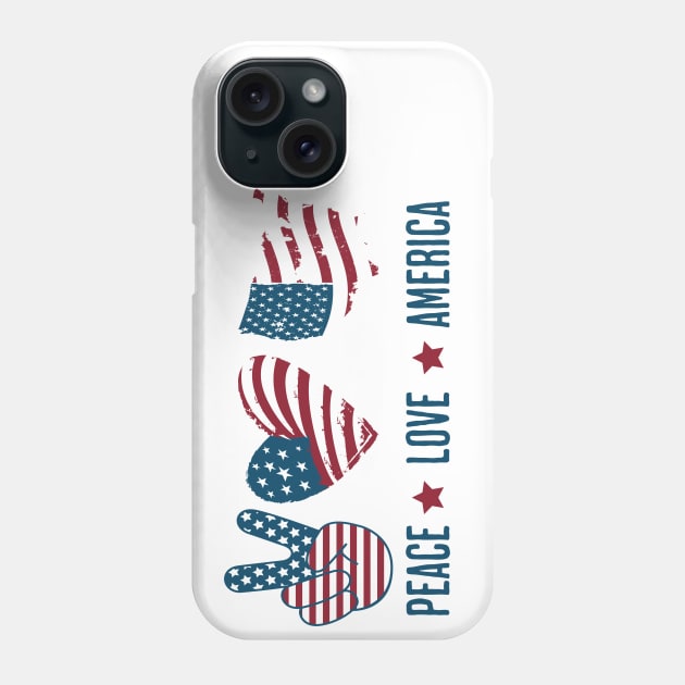 Peace Love America Phone Case by Odetee