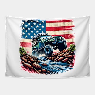 grunge america jeep offroad Tapestry