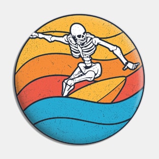 Summer Skeleton Surfing Pin