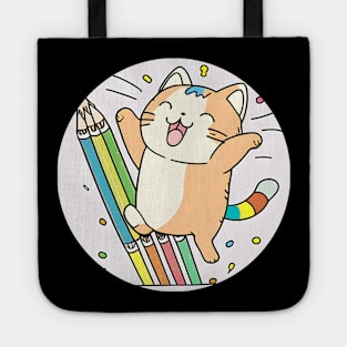 Happy Cats Faces, Be Happy Everyday - Crayon Cat Tote