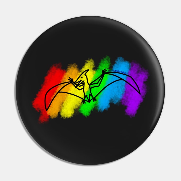 Rainbow Pterosaur Pin by CelticDragoness