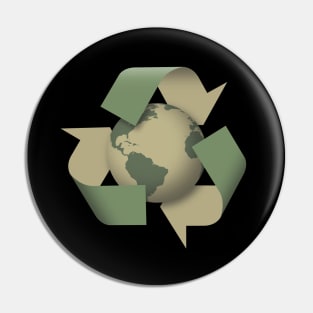 Recycle Symbol with Earth. Pin