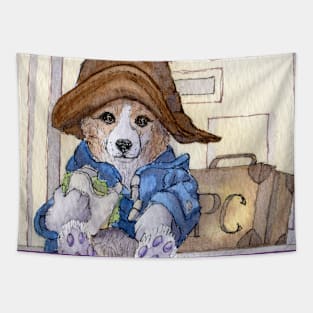 Pembroke corgi dog with his cheese and lettuce sandwich Tapestry