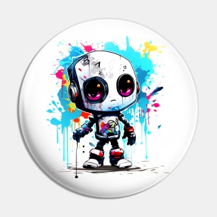 Cute cartoon Robot. Funny cyborg. Pin