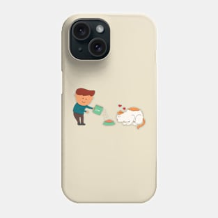 kid feeding a cute cat Phone Case