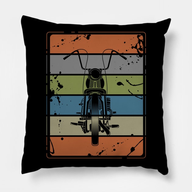 Retro Vintage Motorcycle Pillow by Markus Schnabel