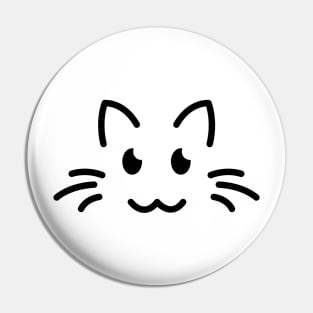 Meow! - Cute Cat Face Line Art - Black Pin