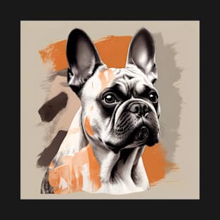 Risograph Style Orange White French Bulldog T-Shirt