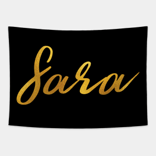 Sara Name Hand Lettering in Faux Gold Letters Tapestry