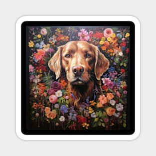 Cute floral dog, labrador dog Magnet