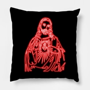 Sacred Heart of Jesus Christ - red neon Pillow