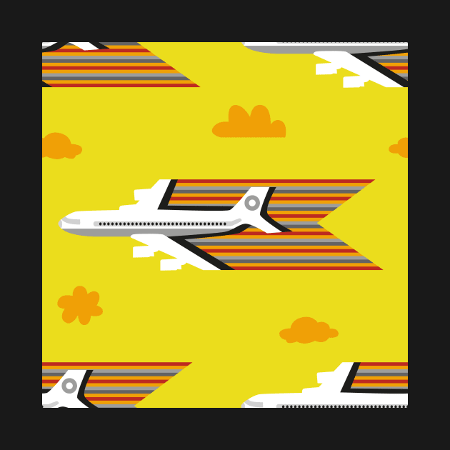 airplanes on lemon lime yellow seamless repeat pattern by colorofmagic