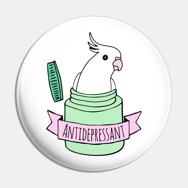 Antidepressant white cockatiel Pin by FandomizedRose