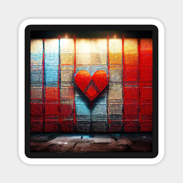 abstract heart, textured red heart Magnet by heartyARTworks