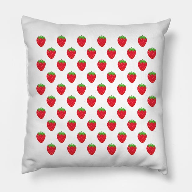 Wild Strawberries - White Pillow by IslandofdeDolls