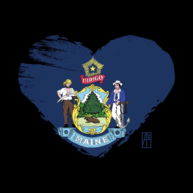 U.S. State - I Love Maine - Maine Flag by ArtProjectShop