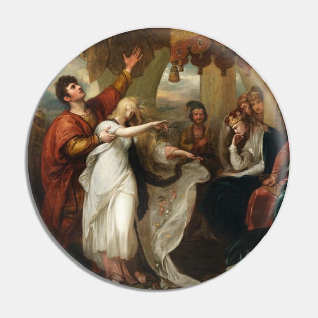 Hamlet- Act IV, Scene V (Ophelia Before the King and Queen) by Benjamin West Pin by Classic Art Stall