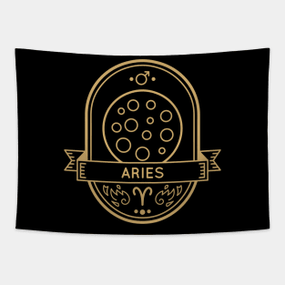 Aries Golden Zodiac Planet Tapestry