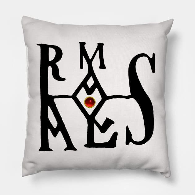 SEAL OF EMPEROR CHARLEMAGNE Monogram in Black White Red Pillow by BulganLumini