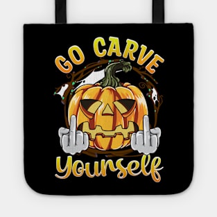 Funny Carved Pumpkin Men Women Funny Halloween Tote