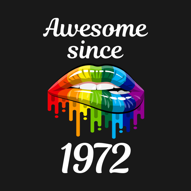 Rainbow Lips Year 1972 LGBT Pride Gay Lesbian Colorful Hippie Hippy Style by rosenbaumquinton52
