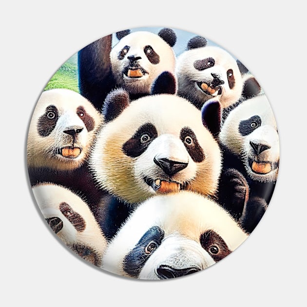 Panda Giant Bear Wild Nature Funny Happy Humor Photo Selfie Pin by Cubebox