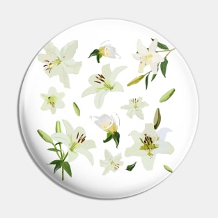 White Lilies Pin