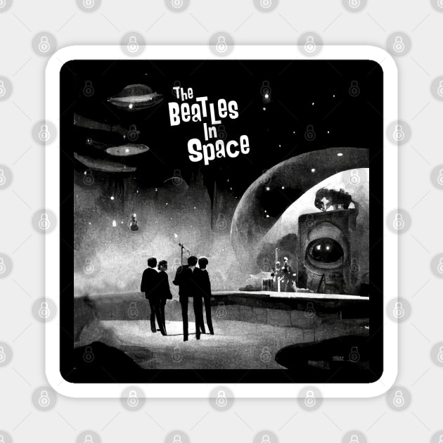 The Beatles in Space Parody Album Cover Magnet by offsetvinylfilm