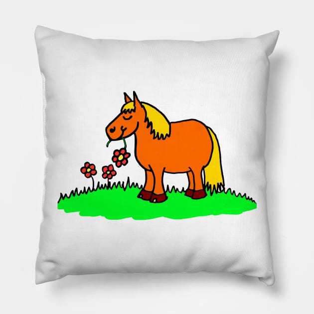 Cute Plump Pony Cartoon Pillow by Michelle Le Grand