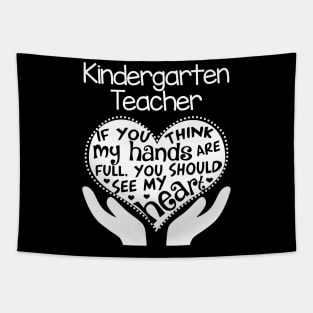 Kindergarten Teacher T Shirt Heart Hands School Team Gift Tapestry