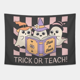 Groovy Halloween Trick or Teach Retro Ghost Teacher Tapestry