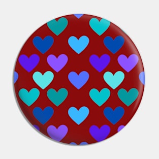 Kawaii Hearts Pattern in Red Pin