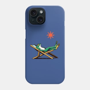 Frog lying on a beach chair Phone Case