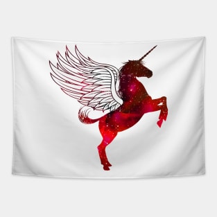 Shining Red Winged Unicorn Tapestry