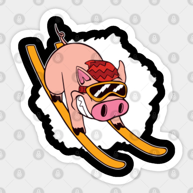 Skier Pig - Skiing - Sticker