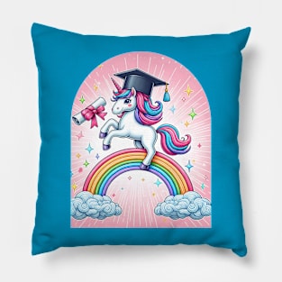 Whimsical Unicorn Graduation Pastel Colors Pillow