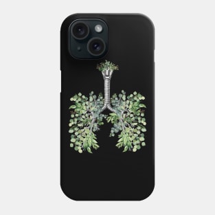 Lung Anatomy,  green leaves, Cancer Awareness Phone Case