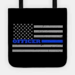 Police Officer Thin Blue Line Flag Tote