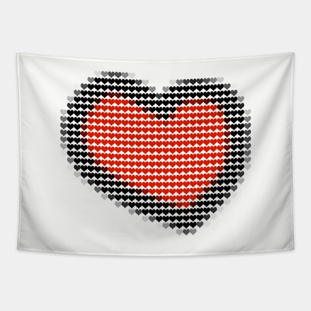 Chunky Red Valentines Day Heart Filled with Hearts Tapestry by ellenhenryart