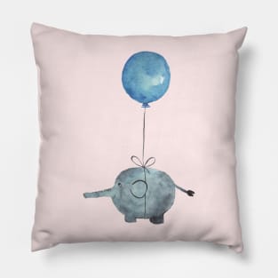 Blue air balloon and elephant Pillow