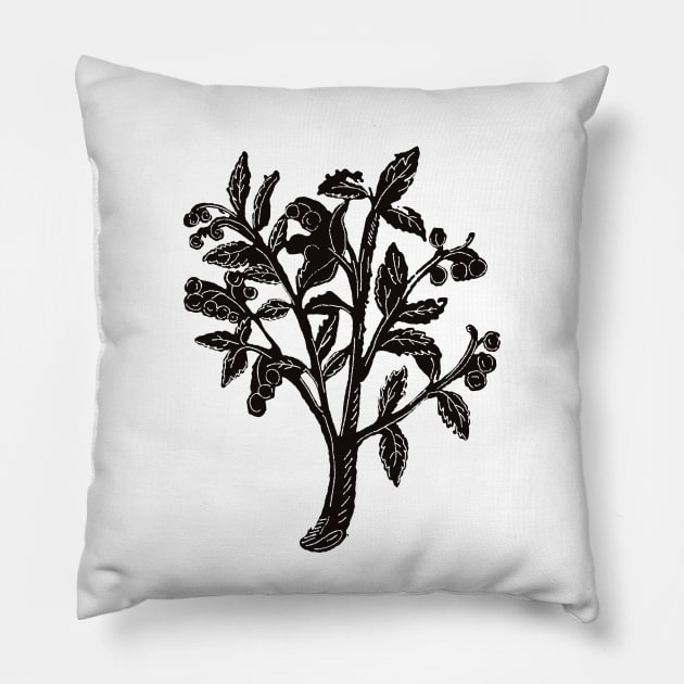 Vintage Inspired Linocut 11 Pillow by BellaSophiaCreative