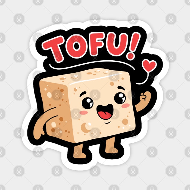 Tofu Love: Adorable Cartoon Tofu Magnet by enrynz