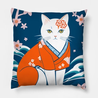 Stylized Japanese Cat Pillow