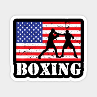 Distressed Boxing USA American Flag  Vintage Boxer Fighter Magnet