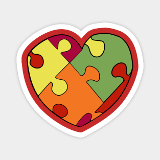 Autumn Shades Jigsaw Heart Magnet