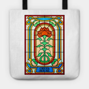 Stained glass window door of the cursed house Tote